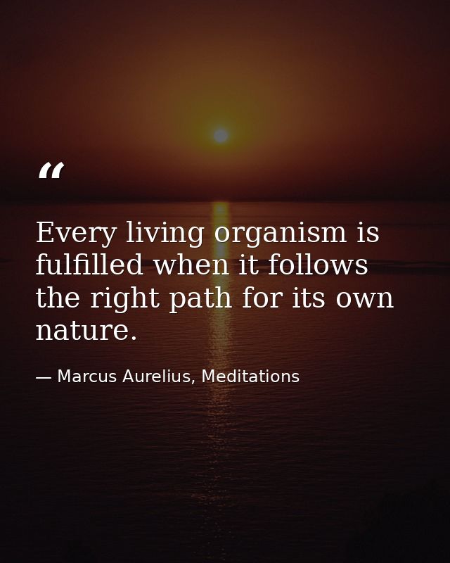 Every living organism is fulfilled when it follows the right path for its own nature. — Marcus Aurelius, Meditations