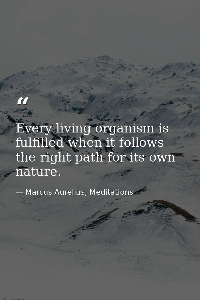 Every living organism is fulfilled when it follows the right path for its own nature. — Marcus Aurelius, Meditations