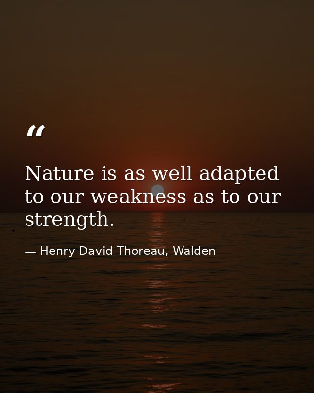 Nature is as well adapted to our weakness as to our strength. — Henry David Thoreau, Walden