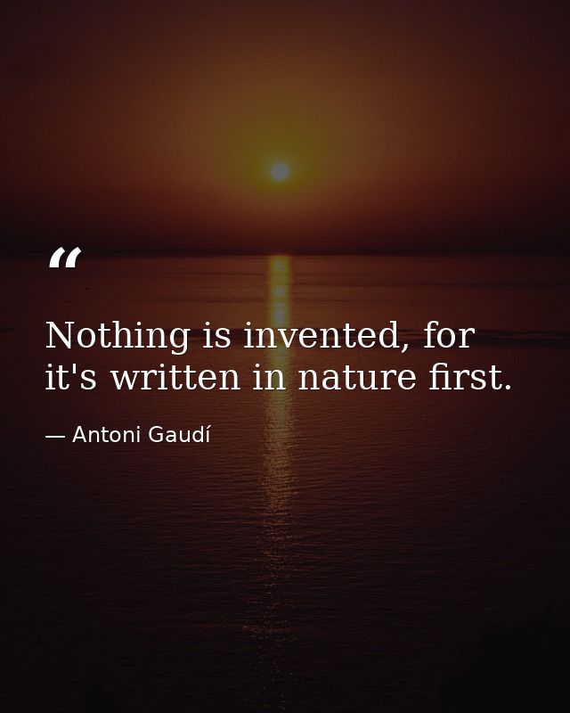 Nothing is invented, for it's written in nature first. — Antoni Gaudí