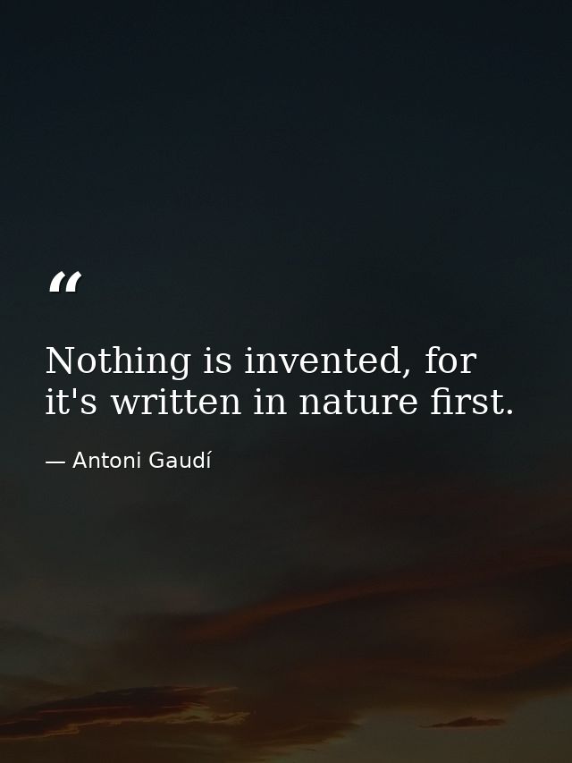 Nothing is invented, for it's written in nature first. — Antoni Gaudí