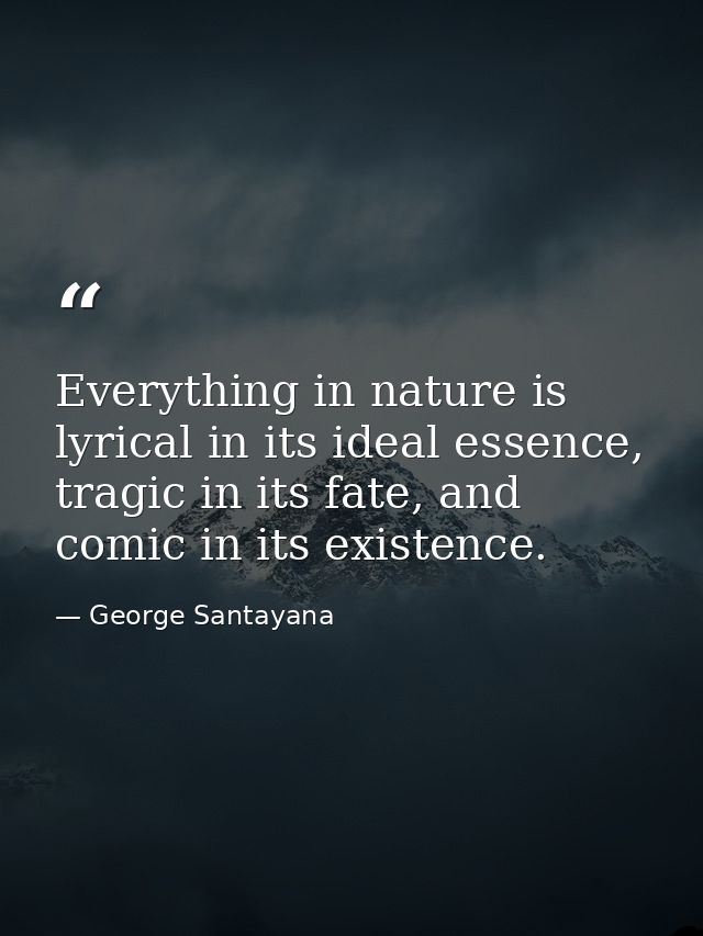 Everything in nature is lyrical in its ideal essence, tragic in its fate, and comic in its existence. — George Santayana