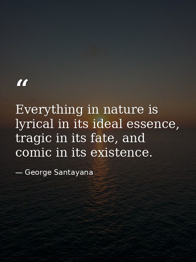Everything in nature is lyrical in its ideal essence, tragic in its fate, and comic in its existence. — George Santayana