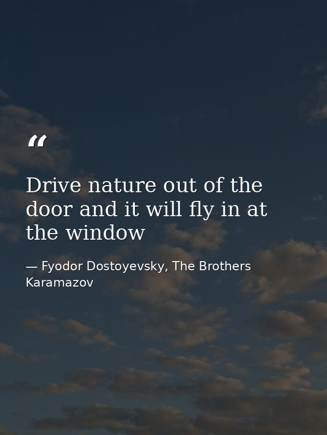 Drive nature out of the door and it will fly in at the window — Fyodor Dostoyevsky, The Brothers Karamazov