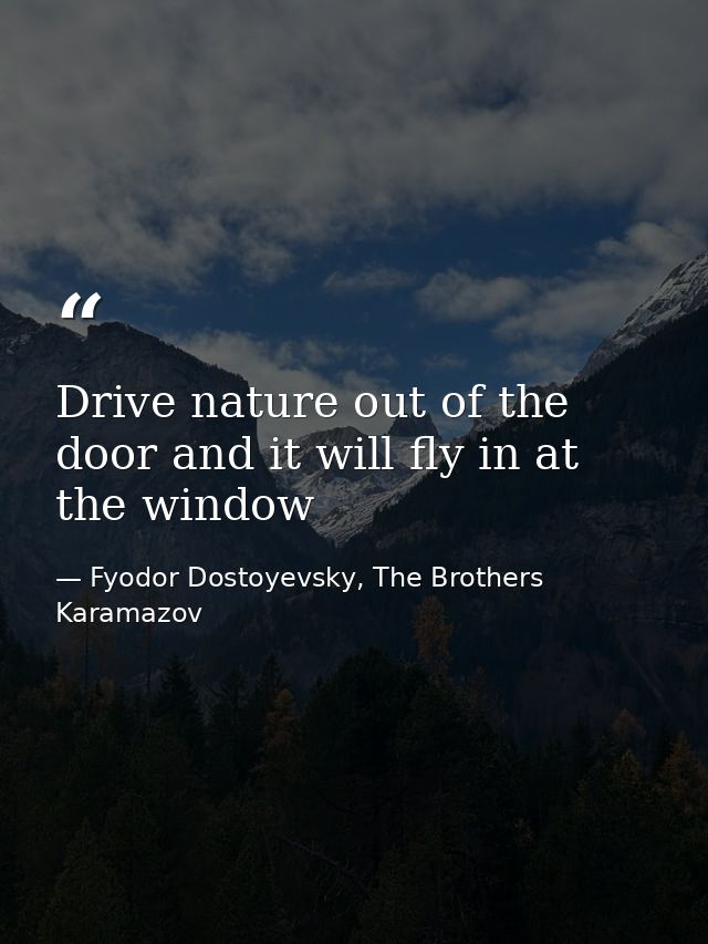 Drive nature out of the door and it will fly in at the window — Fyodor Dostoyevsky, The Brothers Karamazov