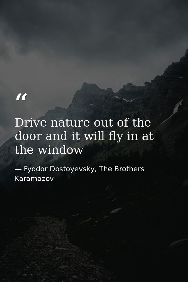 Drive nature out of the door and it will fly in at the window — Fyodor Dostoyevsky, The Brothers Karamazov