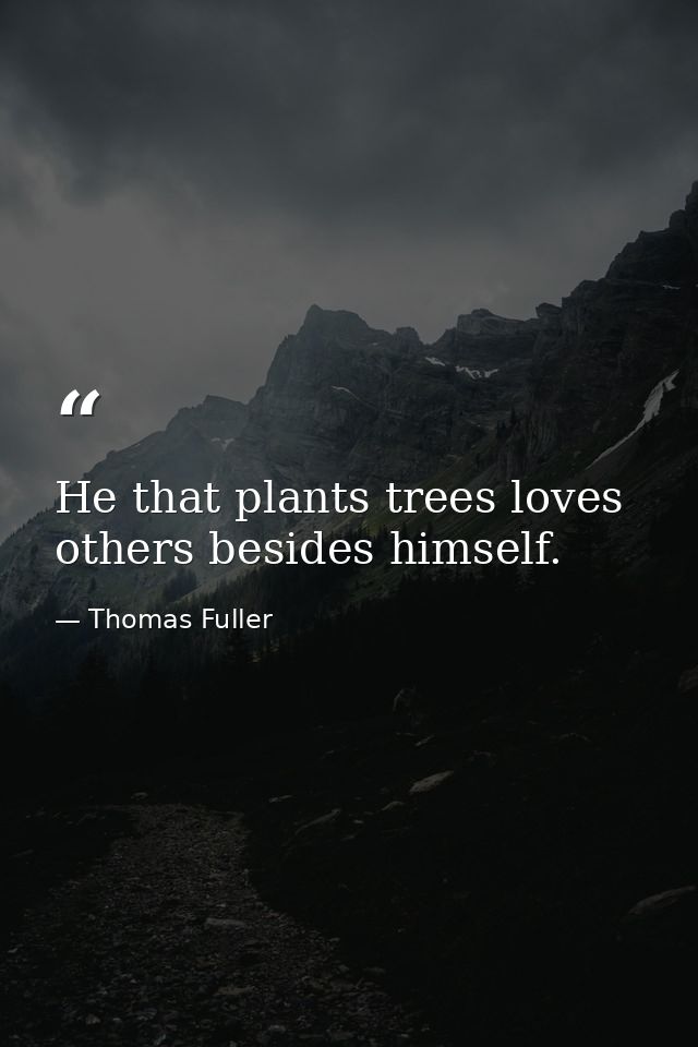 He that plants trees loves others besides himself. — Thomas Fuller