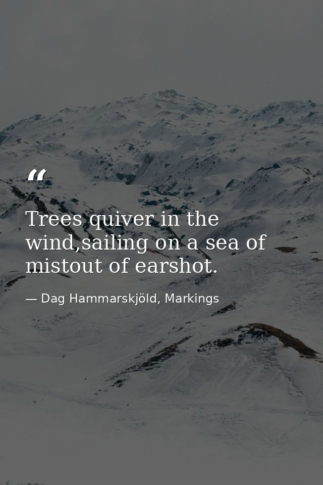 Trees quiver in the wind,sailing on a sea of mistout of earshot. — Dag Hammarskjöld, Markings