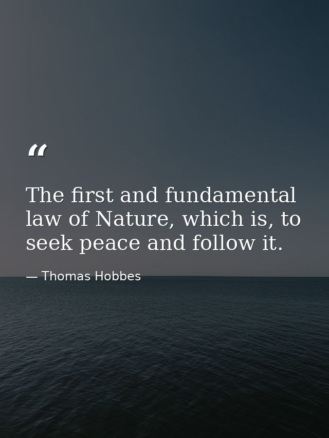 The first and fundamental law of Nature, which is, to seek peace and follow it. — Thomas Hobbes
