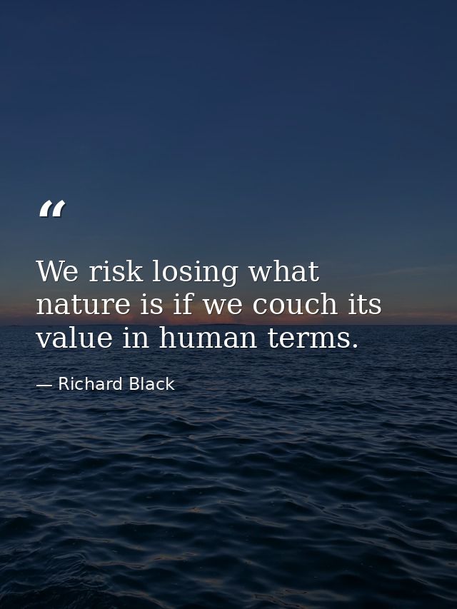 We risk losing what nature is if we couch its value in human terms. — Richard Black