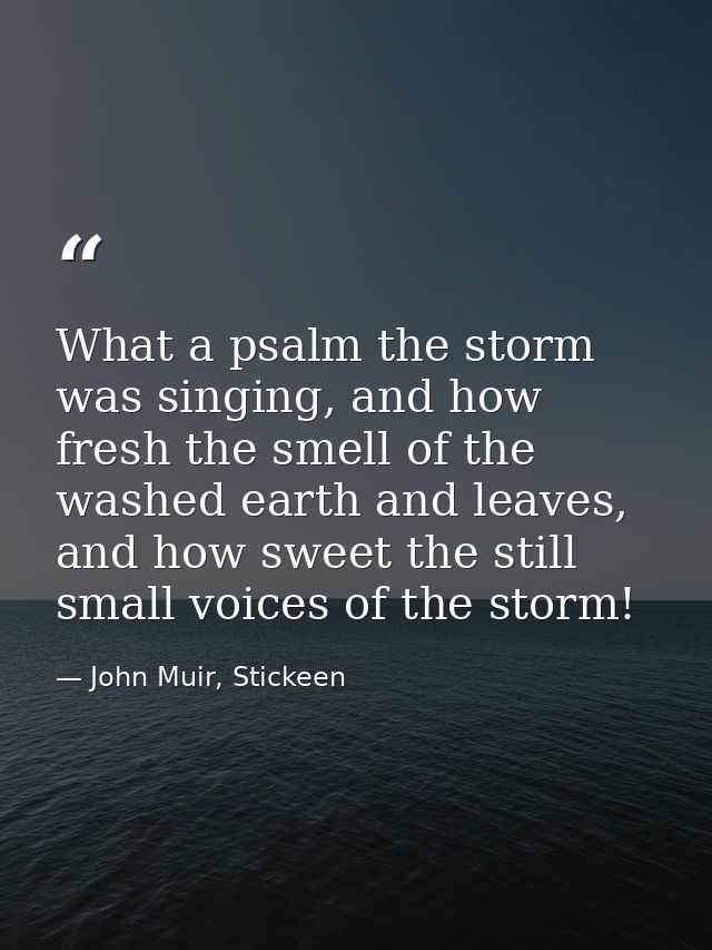 What a psalm the storm was singing, and how fresh the smell of the washed earth and leaves, and how sweet the still smal — John Muir, Stickeen