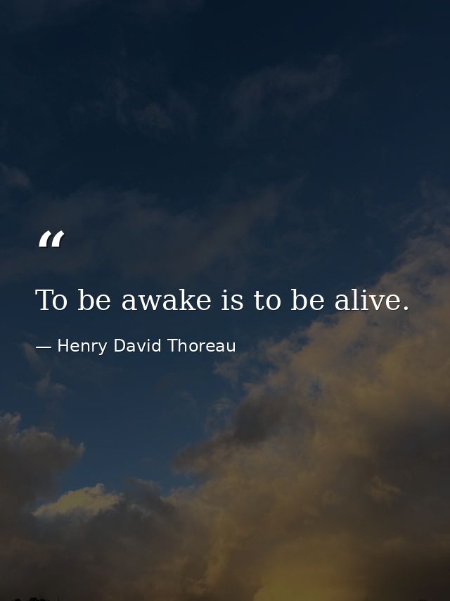 To be awake is to be alive. — Henry David Thoreau