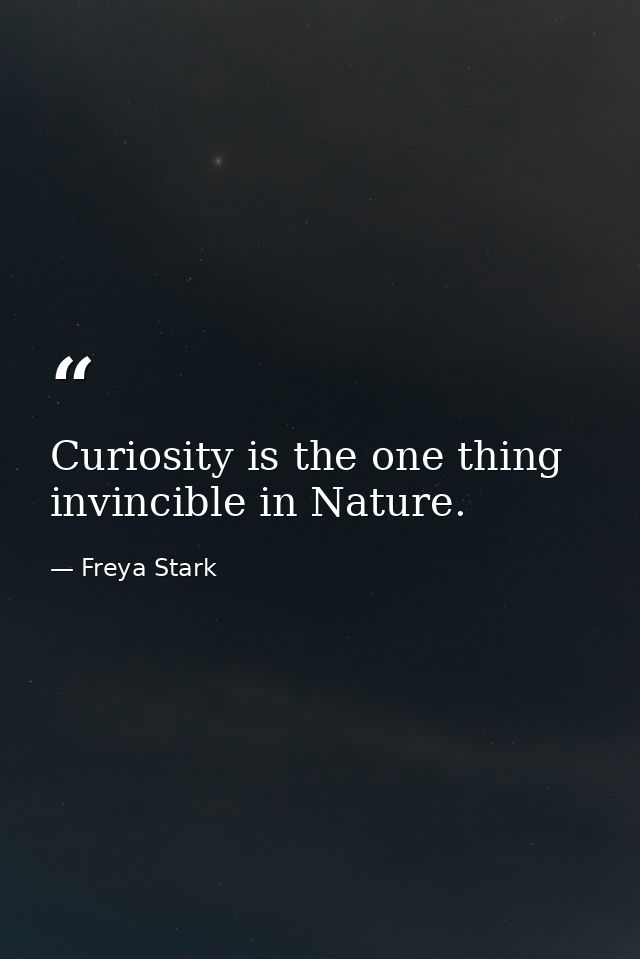 Curiosity is the one thing invincible in Nature. — Freya Stark