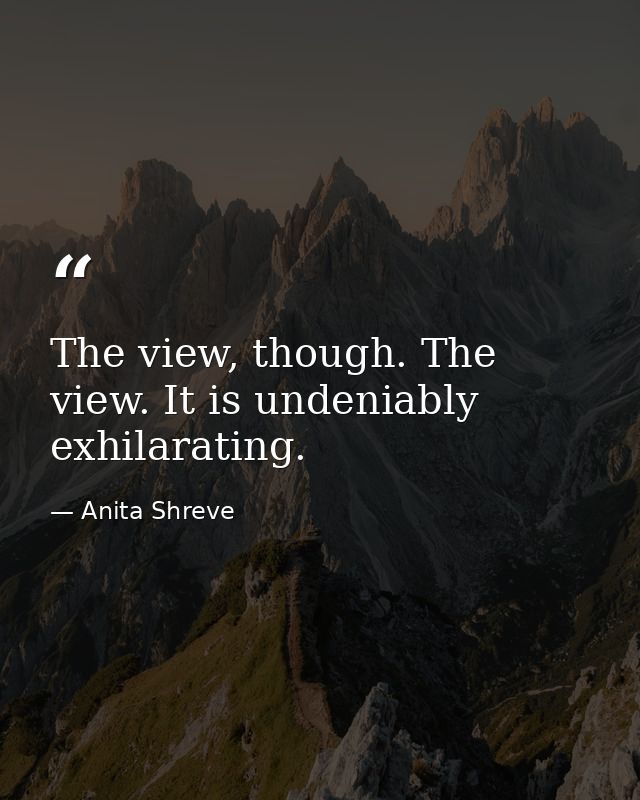 The view, though. The view. It is undeniably exhilarating. — Anita Shreve