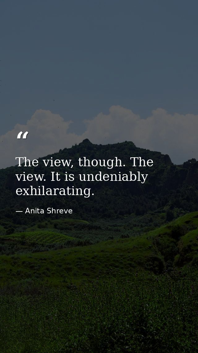 The view, though. The view. It is undeniably exhilarating. — Anita Shreve
