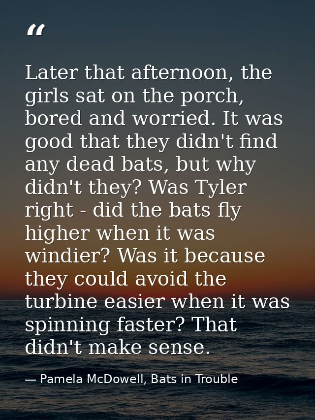 Later that afternoon, the girls sat on the porch, bored and worried. It was good that they didn't find any dead bats, bu — Pamela McDowell, Bats in Trouble