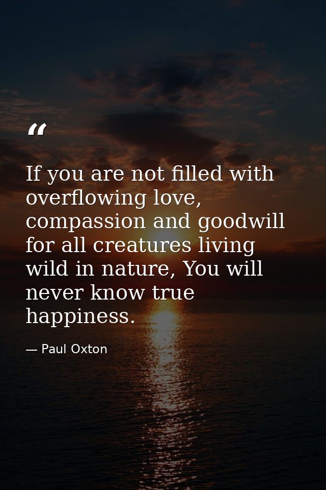 If you are not filled with overflowing love, compassion and goodwill for all creatures living wild in nature, You will n — Paul Oxton