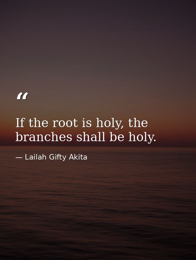If the root is holy, the branches shall be holy. — Lailah Gifty Akita