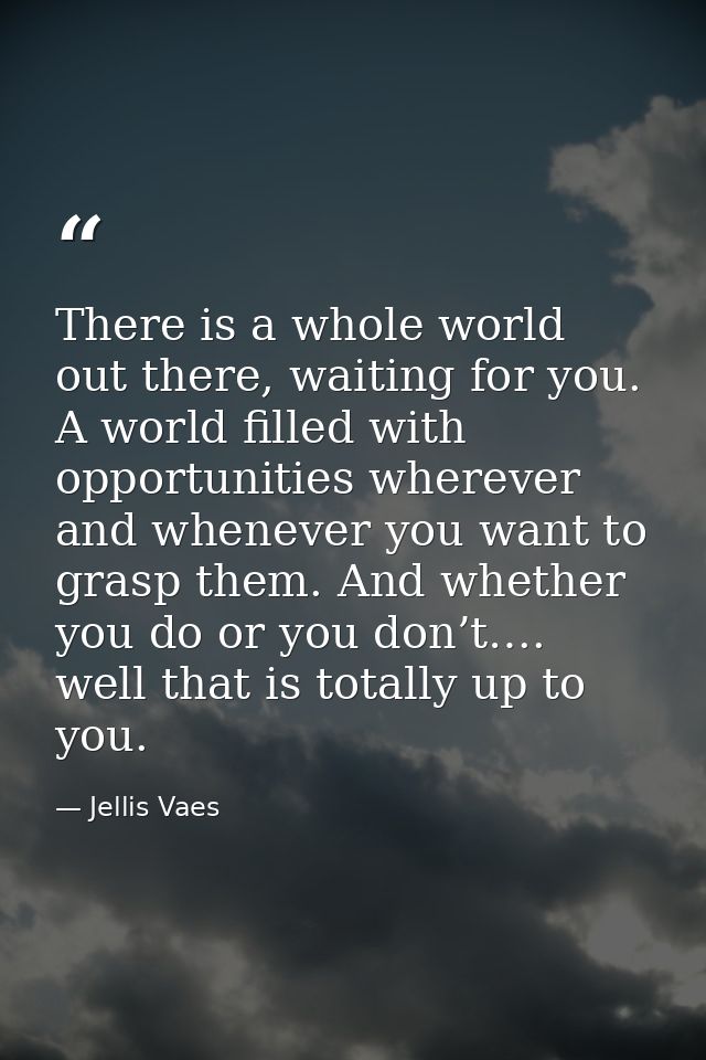 There is a whole world out there, waiting for you. A world filled with opportunities wherever and whenever you want to g — Jellis Vaes
