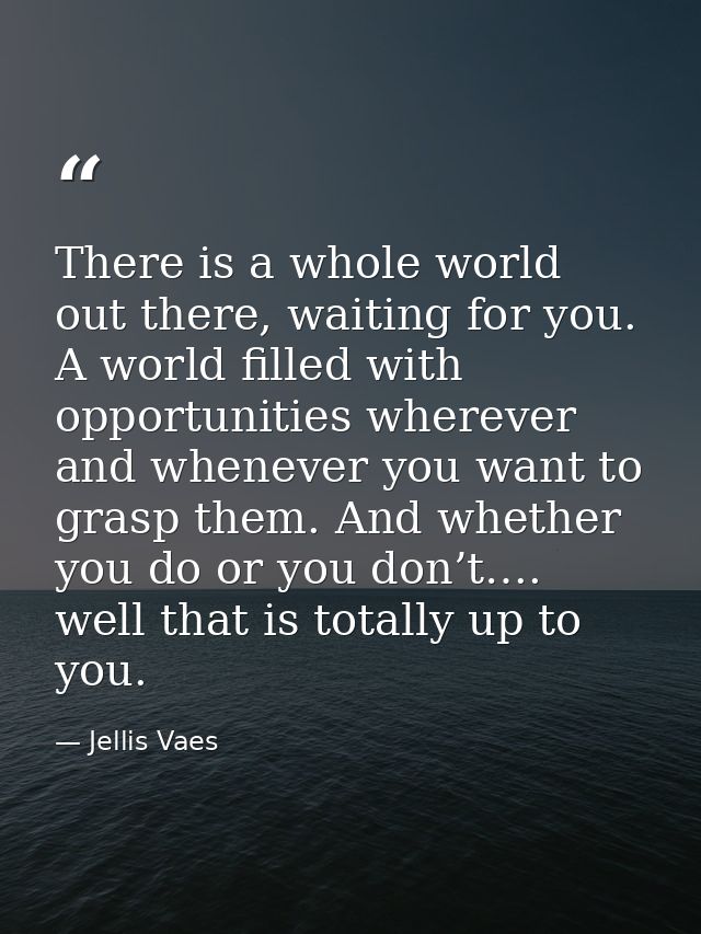 There is a whole world out there, waiting for you. A world filled with opportunities wherever and whenever you want to g — Jellis Vaes