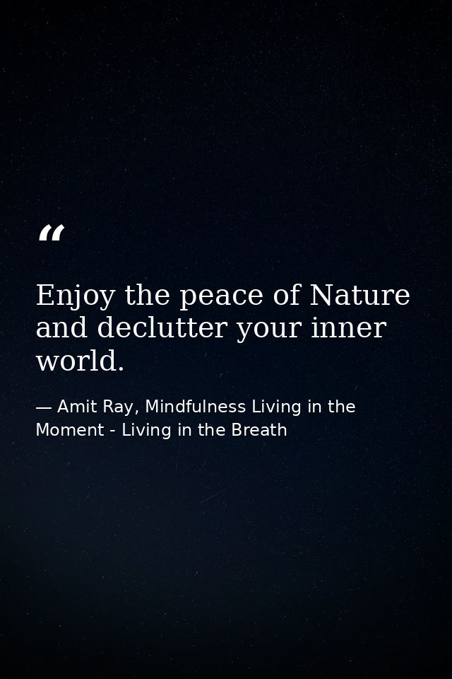Enjoy the peace of Nature and declutter your inner world. — Amit Ray, Mindfulness Living in the Moment - Living in the Breath