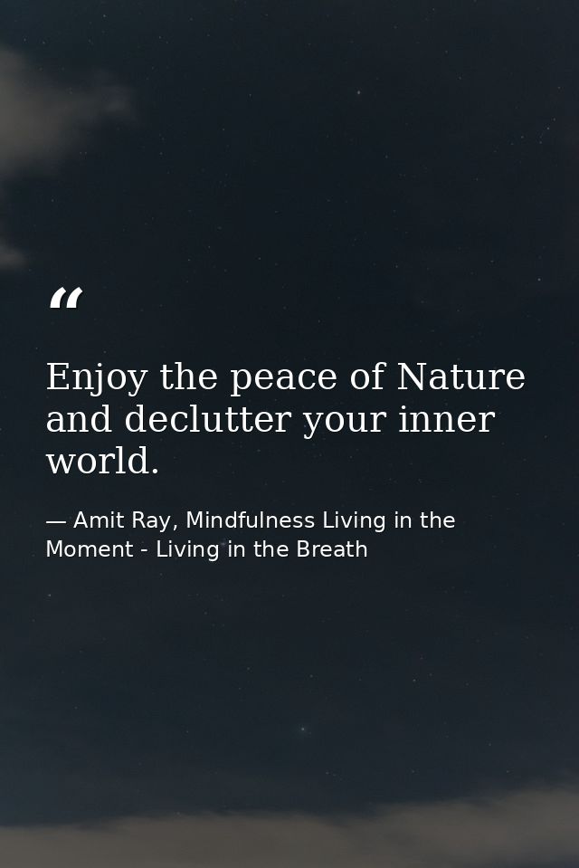 Enjoy the peace of Nature and declutter your inner world. — Amit Ray, Mindfulness Living in the Moment - Living in the Breath