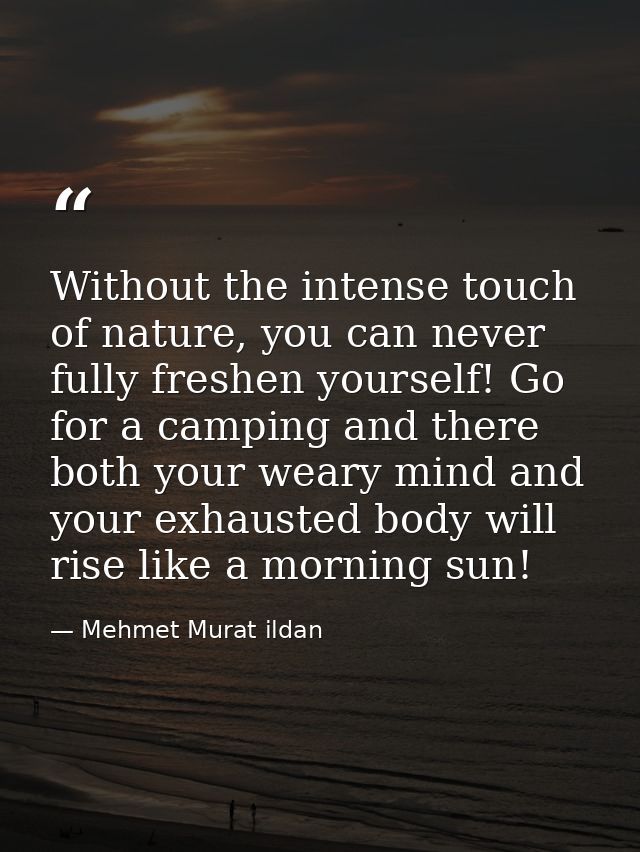 Without the intense touch of nature, you can never fully freshen yourself! Go for a camping and there both your weary mi — Mehmet Murat ildan