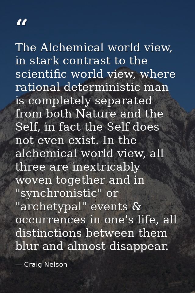 The Alchemical world view, in stark contrast to the scientific world view, where rational deterministic man is completel — Craig Nelson