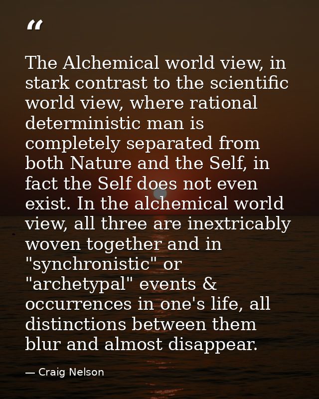 The Alchemical world view, in stark contrast to the scientific world view, where rational deterministic man is completel — Craig Nelson