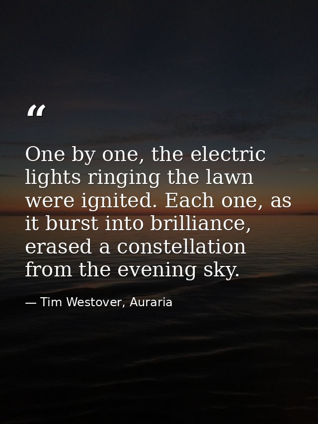 One by one, the electric lights ringing the lawn were ignited. Each one, as it burst into brilliance, erased a constella — Tim Westover, Auraria