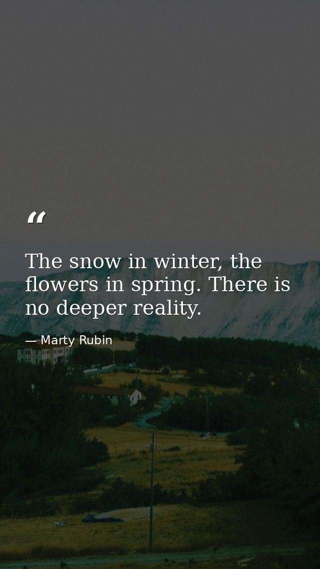 The snow in winter, the flowers in spring. There is no deeper reality. — Marty Rubin