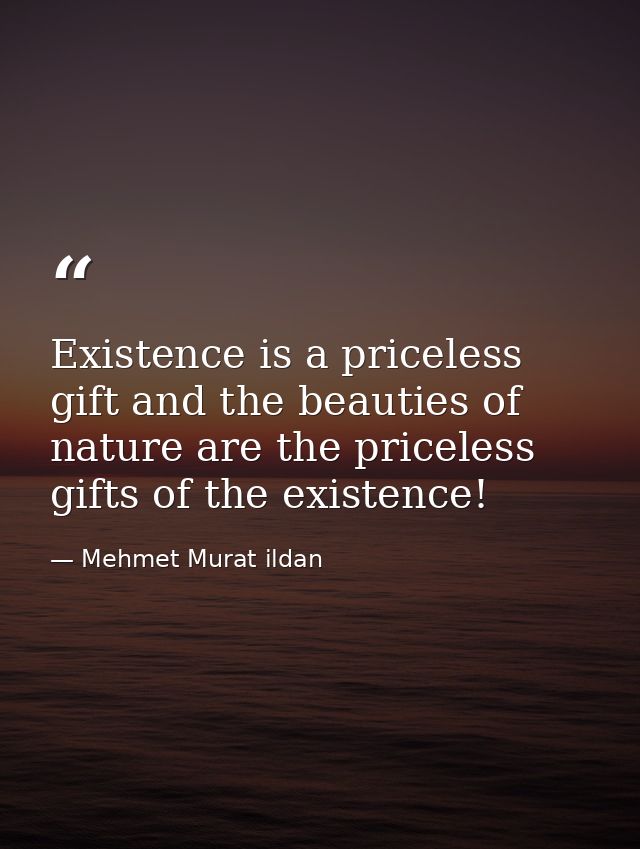 Existence is a priceless gift and the beauties of nature are the priceless gifts of the existence! — Mehmet Murat ildan