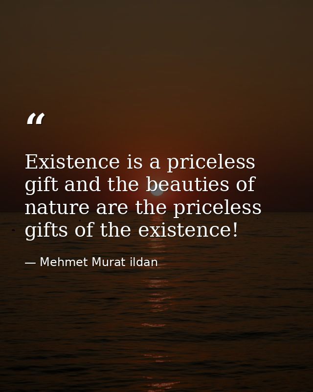 Existence is a priceless gift and the beauties of nature are the priceless gifts of the existence! — Mehmet Murat ildan