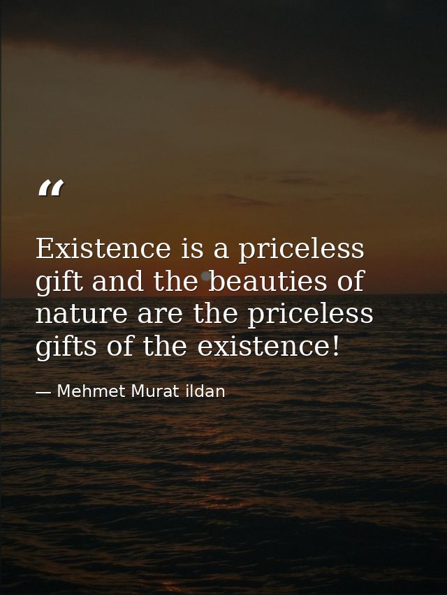 Existence is a priceless gift and the beauties of nature are the priceless gifts of the existence! — Mehmet Murat ildan