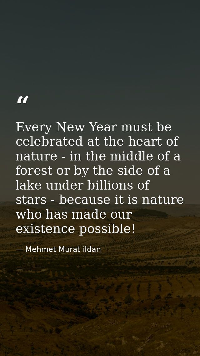 Every New Year must be celebrated at the heart of nature - in the middle of a forest or by the side of a lake under bill — Mehmet Murat ildan