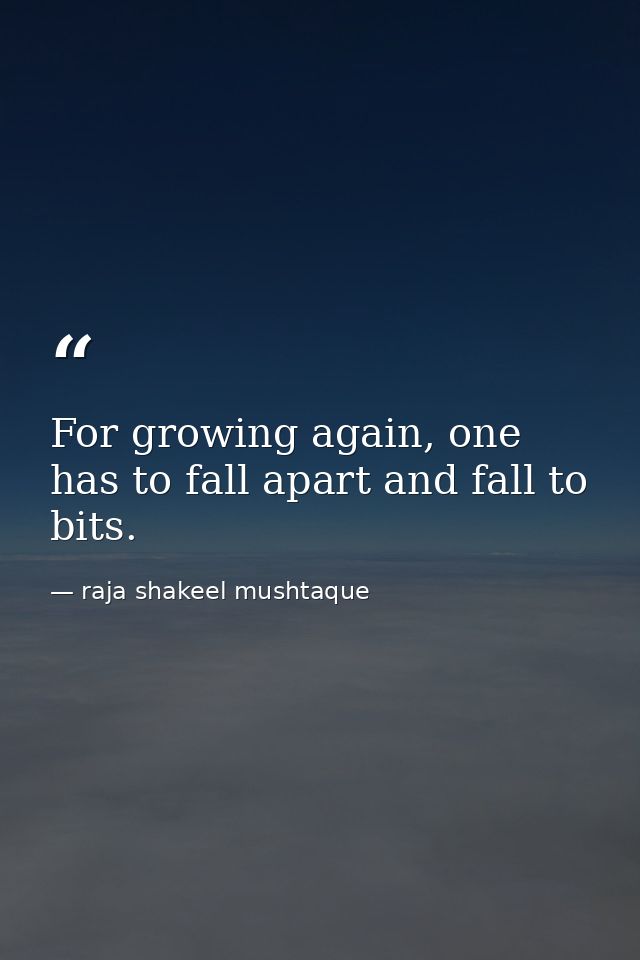For growing again, one has to fall apart and fall to bits. — raja shakeel mushtaque