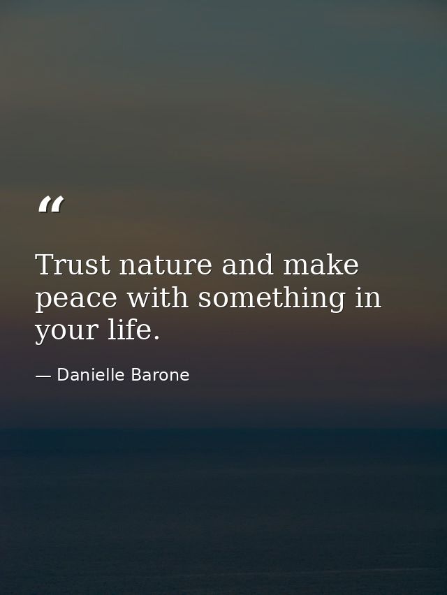 Trust nature and make peace with something in your life. — Danielle Barone