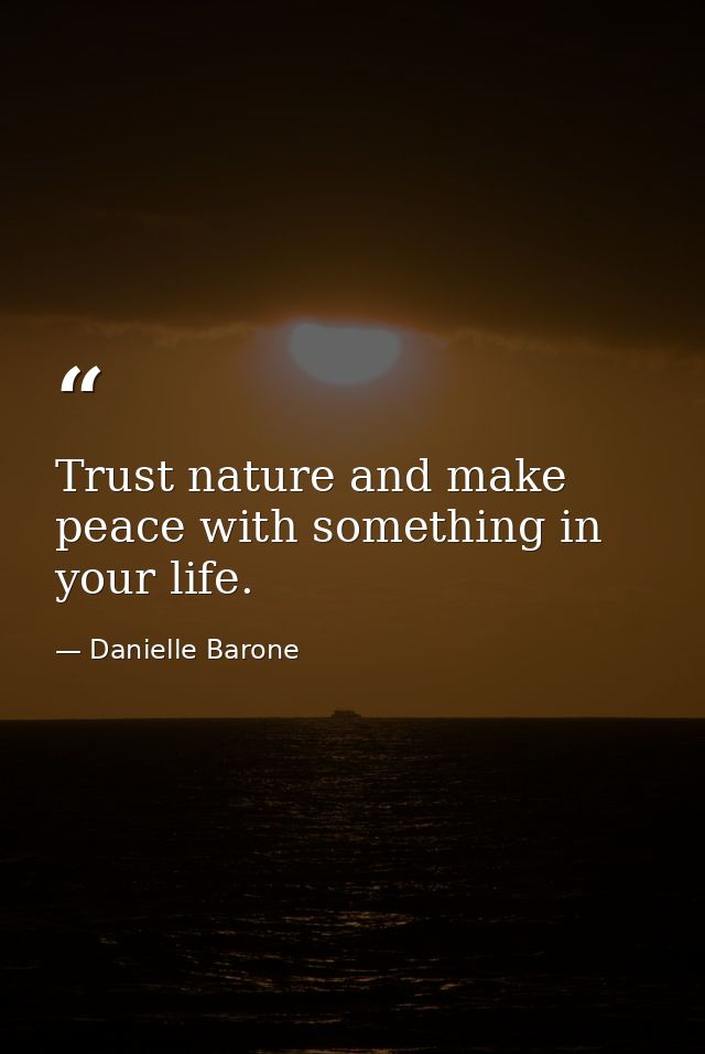 Trust nature and make peace with something in your life. — Danielle Barone