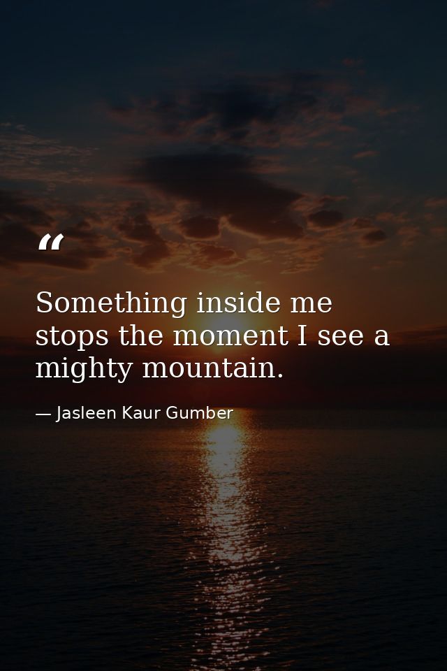 Something inside me stops the moment I see a mighty mountain. — Jasleen Kaur Gumber
