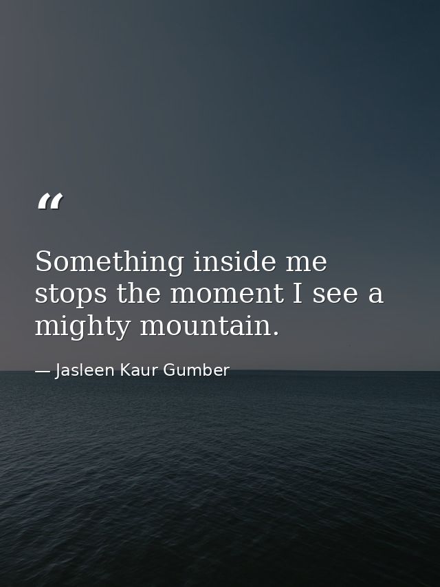 Something inside me stops the moment I see a mighty mountain. — Jasleen Kaur Gumber