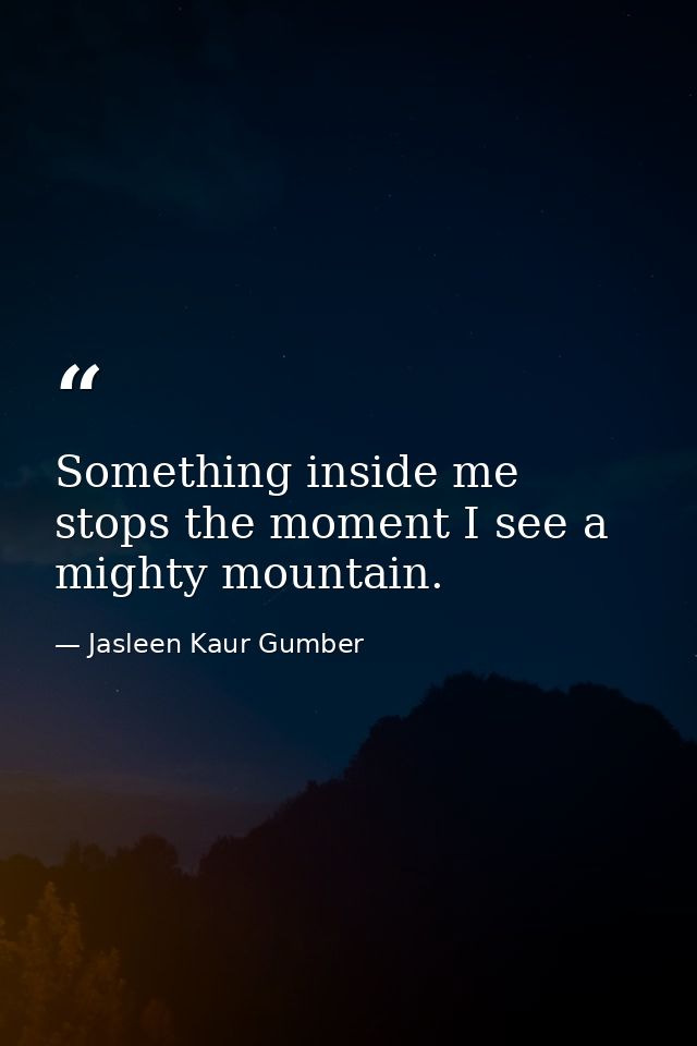 Something inside me stops the moment I see a mighty mountain. — Jasleen Kaur Gumber