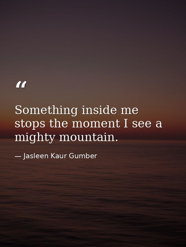 Something inside me stops the moment I see a mighty mountain. — Jasleen Kaur Gumber