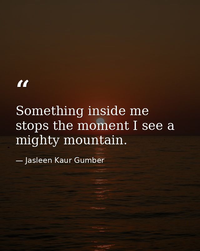 Something inside me stops the moment I see a mighty mountain. — Jasleen Kaur Gumber