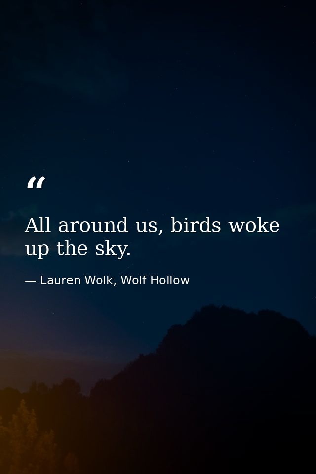 All around us, birds woke up the sky. — Lauren Wolk, Wolf Hollow