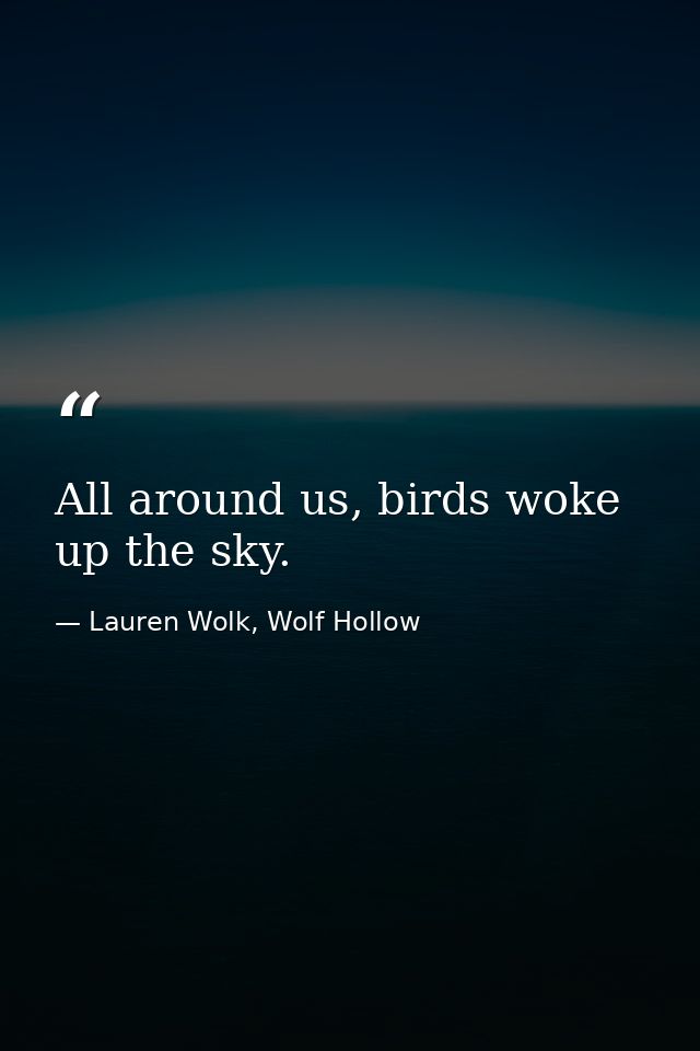 All around us, birds woke up the sky. — Lauren Wolk, Wolf Hollow