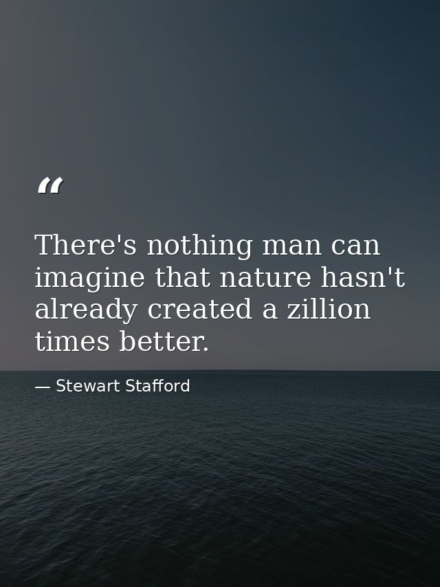 There's nothing man can imagine that nature hasn't already created a zillion times better. — Stewart Stafford