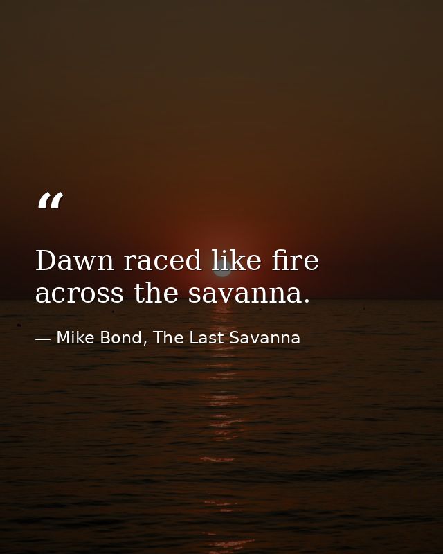 Dawn raced like fire across the savanna. — Mike Bond, The Last Savanna