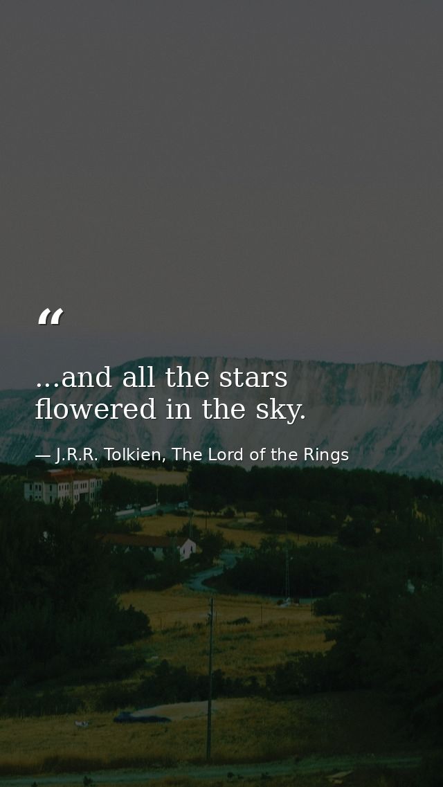 ...and all the stars flowered in the sky. — J.R.R. Tolkien, The Lord of the Rings