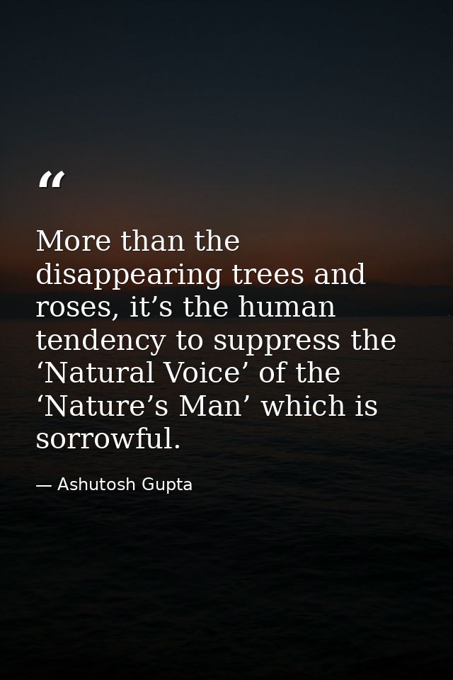 More than the disappearing trees and roses, it’s the human tendency to suppress the ‘Natural Voice’ of the ‘Nature’s Man — Ashutosh Gupta
