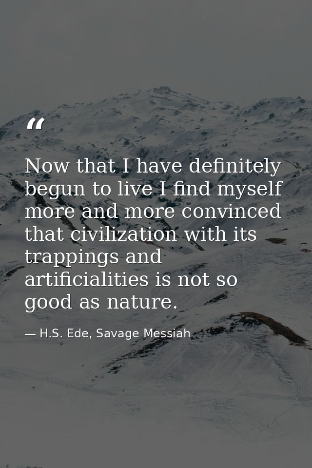 Now that I have definitely begun to live I find myself more and more convinced that civilization with its trappings and  — H.S. Ede, Savage Messiah